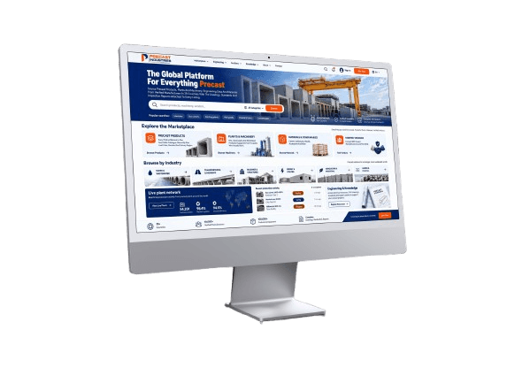 The Precast Industries catalogue on a desktop browser